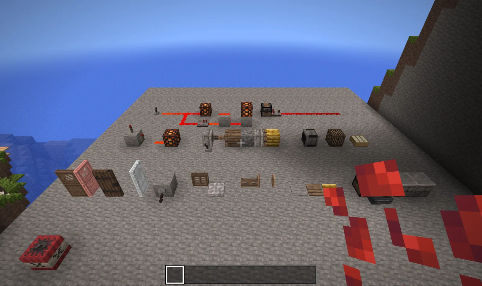 Redstone: pistons, repeaters, lamps
